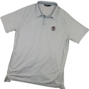 UNRL + Barstool Sports Men's Polo Shirt Sz Large White & Blue Arrow AOP EUC